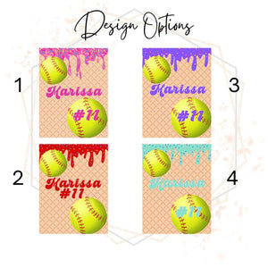 Personalized Softball Blanket, Ice Cream Drip Design, Team Gift