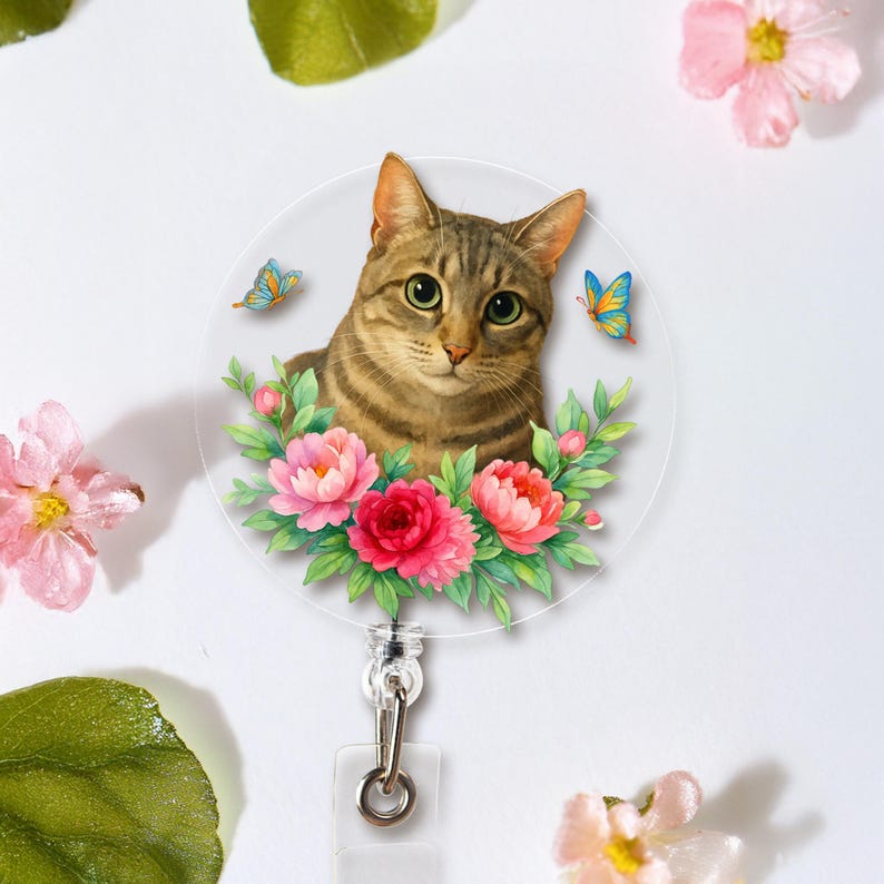 Custom Pet Portrait Badge Reel, Custom Dog Photo Badge Reel, Pet Portrait Gift, Dog Lover Gift, Nurse Badge Reel, Gift for Dog Mom