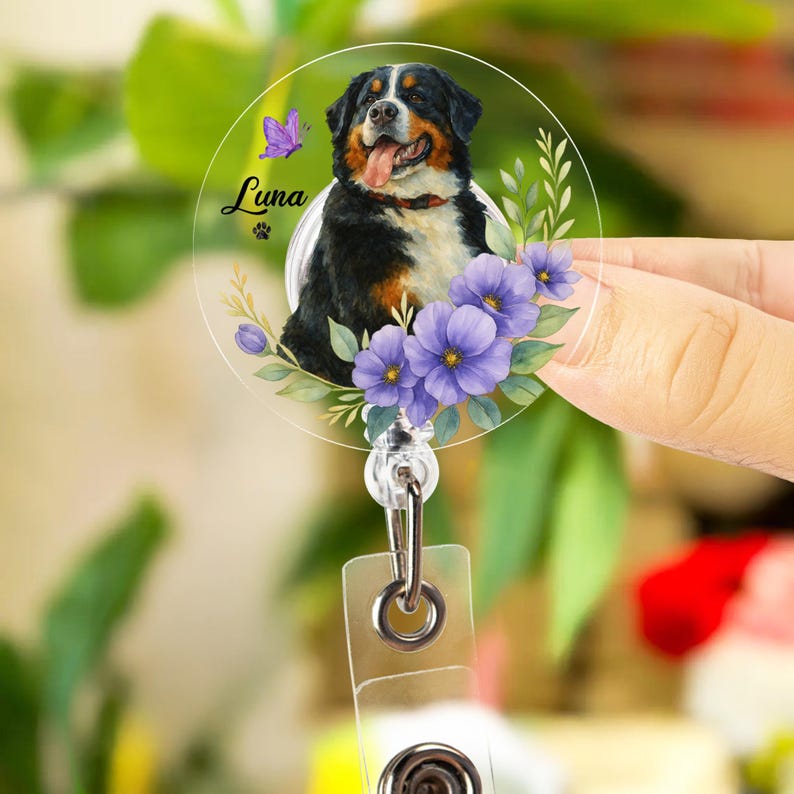 Custom Pet Portrait Badge Reel, Custom Dog Photo Badge Reel, Pet Portrait Gift, Dog Lover Gift, Nurse Badge Reel, Gift for Dog Mom