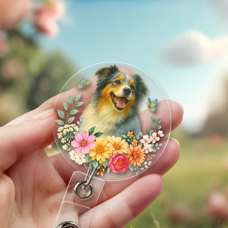 Custom Pet Portrait Badge Reel, Custom Dog Photo Badge Reel, Pet Portrait Gift, Dog Lover Gift, Nurse Badge Reel, Gift for Dog Mom