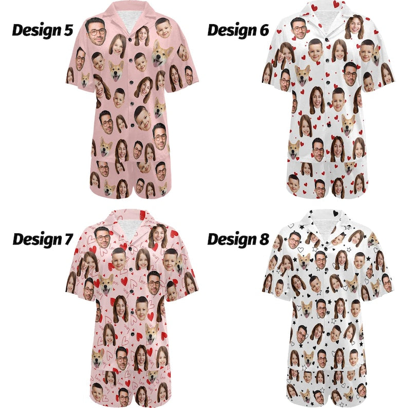 Custom Pet Face and Name On Unisex Short Pajamas, Custom Photo Pajamas, Personalized Your Pet Photo on Pet Lover PJs, Father's PJs, Pet PJs