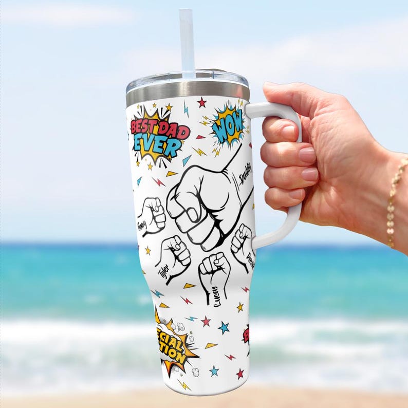Best Dad Ever Tumbler With Kids Names, Birthday Gift for Daddy, Personalized Tumbler for Dad, Fathers Day Gift, Dad Tumbler, Gift For Him