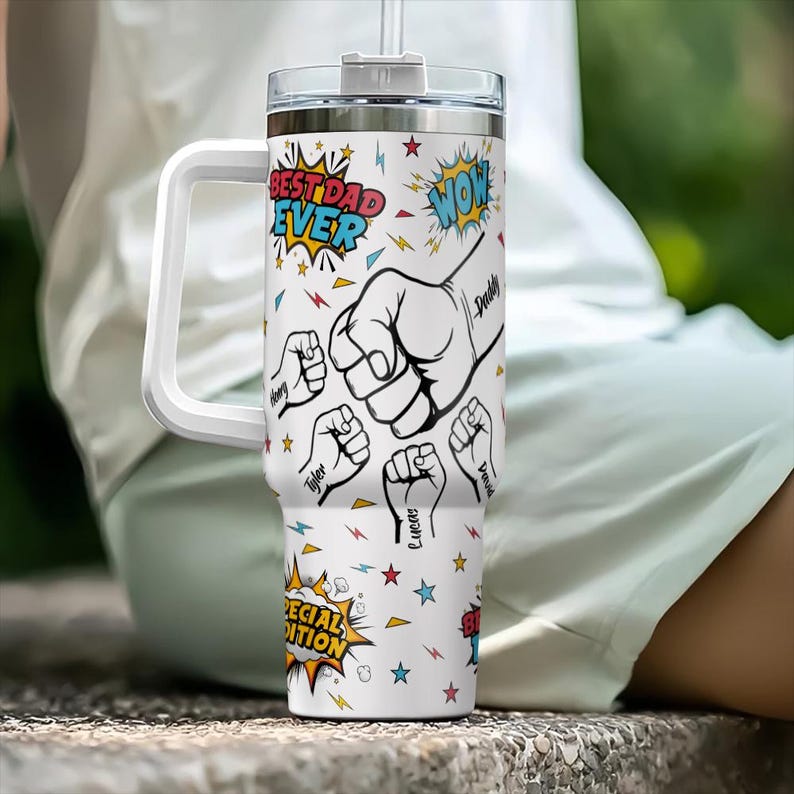 Best Dad Ever Tumbler With Kids Names, Birthday Gift for Daddy, Personalized Tumbler for Dad, Fathers Day Gift, Dad Tumbler, Gift For Him