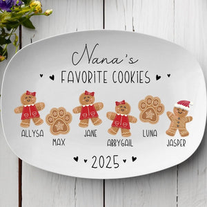 Grandma Gift, Grandma's Favorite Cookies Plate, Family Platter, Personalized Gingerbread Christmas Plate, Grandma Plate