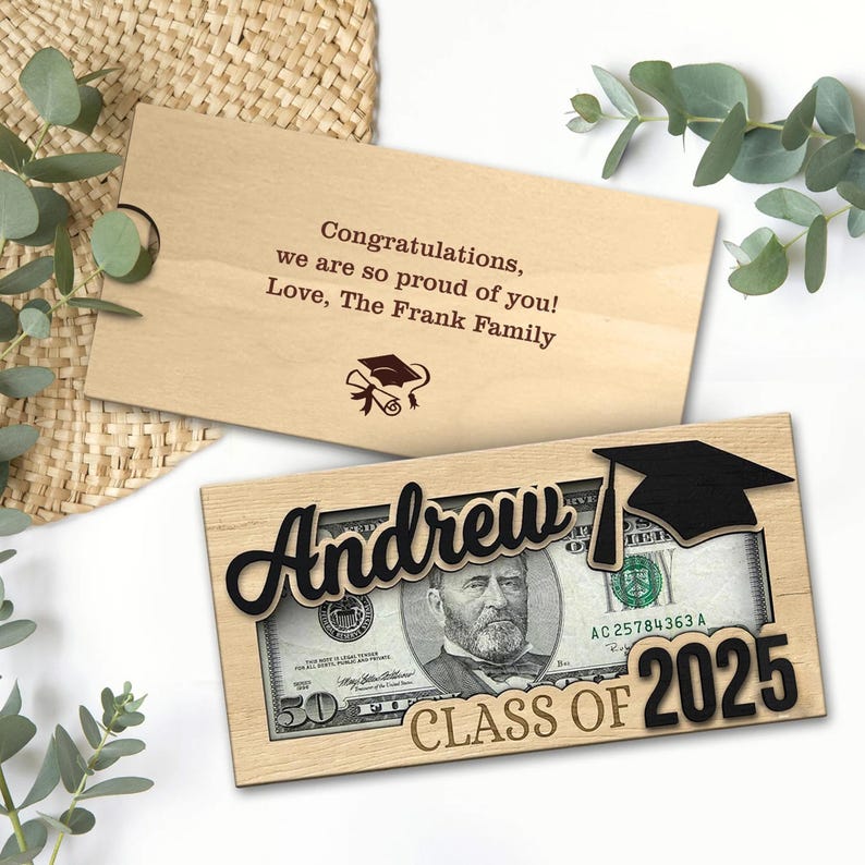 Personalized Graduation 2026 Money Holder Gift, Custom Gift for Grad Student, Gift for High School Senior, Custom Grad Name Cash Holder
