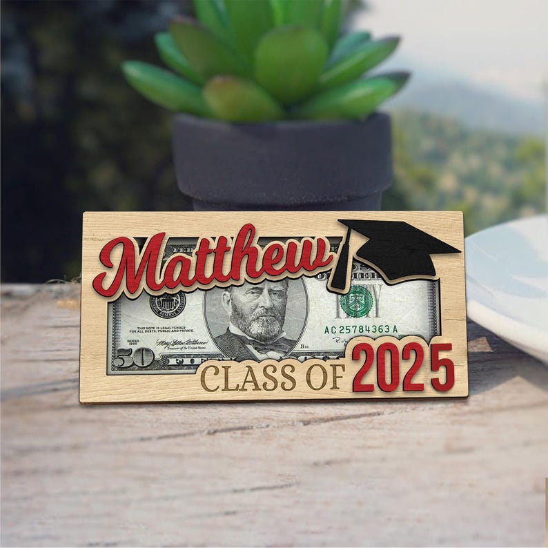 Personalized Graduation 2026 Money Holder Gift, Custom Gift for Grad Student, Gift for High School Senior, Custom Grad Name Cash Holder