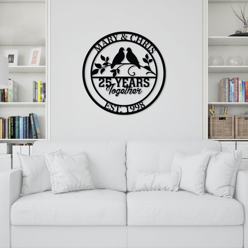 Personalized Anniversary Metal Wall Sign, 10/20/25/50 Year Together Sign, Custom Wedding Anniversary Gift, Family Name Date Sign,Parent Gift