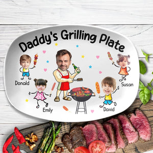 Fathers Day Gift For Dad From Kids, Daddy Grilling Platter, Funny Dad Gift, Personalized Platter With Photo & Name, Papa Platter Gifts