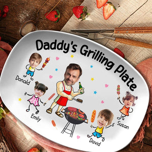Fathers Day Gift For Dad From Kids, Daddy Grilling Platter, Funny Dad Gift, Personalized Platter With Photo & Name, Papa Platter Gifts