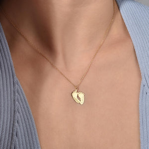14k Solid Gold New Mom Necklace: Personalized Baby Feet