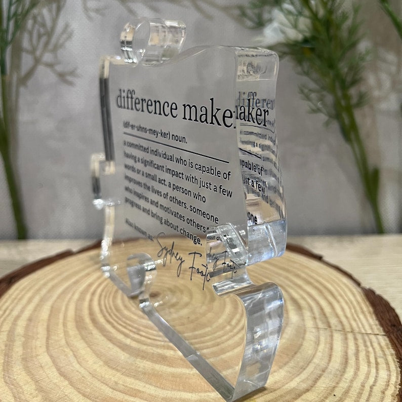 Custom Difference Maker Gift For Teacher Appreciation, Nurse Appreciation Preceptor Gift For Mentor, Acrylic Plaque Gift For Mothers Day