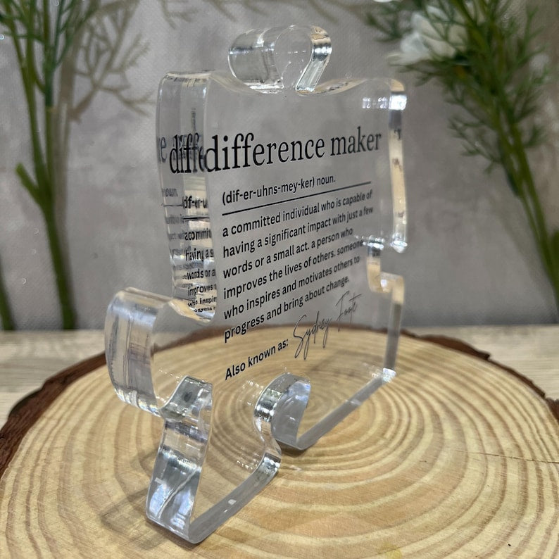Custom Difference Maker Gift For Teacher Appreciation, Nurse Appreciation Preceptor Gift For Mentor, Acrylic Plaque Gift For Mothers Day
