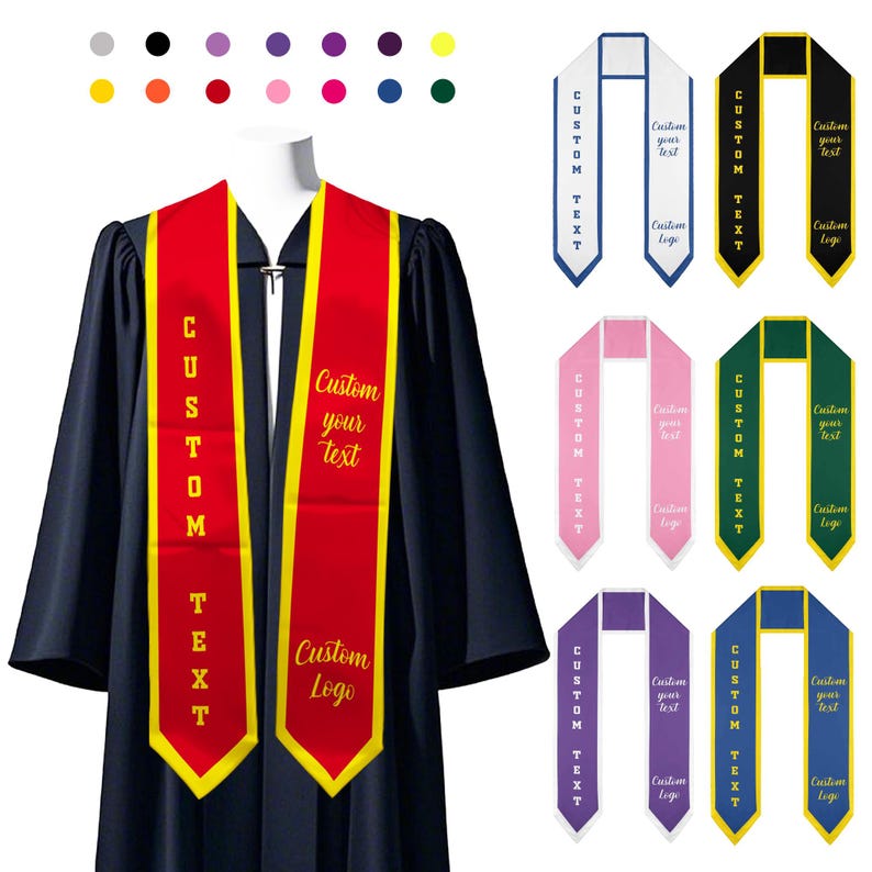 Custom Graduation Stole: Personalized Text & Logo, Class of 2026