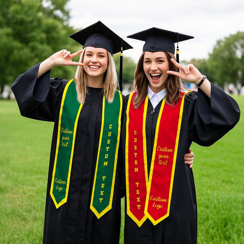 Custom Graduation Stole: Personalized Text & Logo, Class of 2026