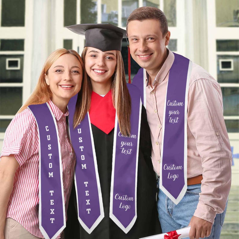 Custom Graduation Stole: Personalized Text & Logo, Class of 2026
