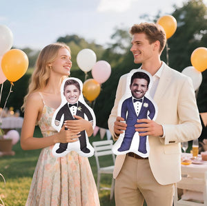 Personalized Groom Pillow Doll, Custom Photo Cushion for Bachelorette or Bridal Shower, Unique Wedding Gift, Bride Party Decor