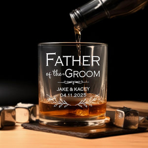 Personalized Father of the Bride And Father of the Groom Engraved Whiskey Glass, Father of the Bride Gift, Wedding Gifts, Fathers Day Gift