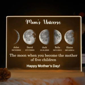 Custom Moons Phase LED Night Light, Personalized Moons Phase with Kids Names, Mother s Day Gifts,Gift for Mama,Custom Night light Moon Phase