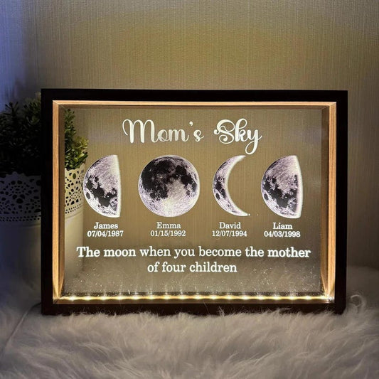 Custom Moons Phase LED Night Light, Personalized Moons Phase with Kids Names, Mother s Day Gifts,Gift for Mama,Custom Night light Moon Phase