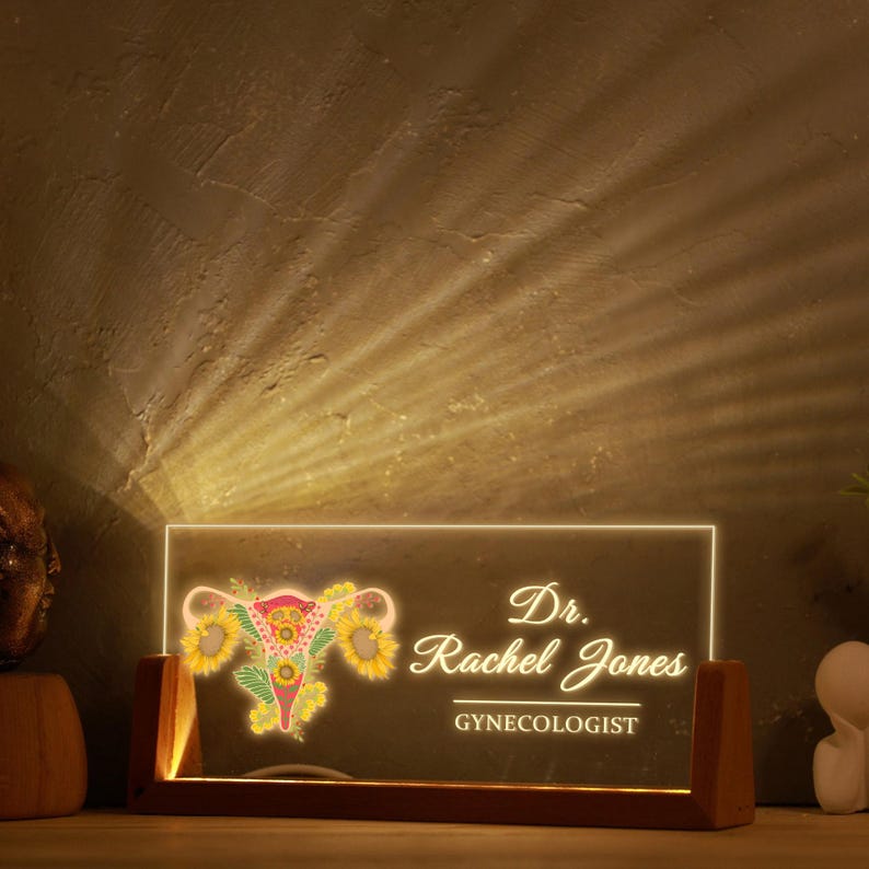 OBGYN Desk Sign, Doctor Name Sign, OB GYN Gift, Medical Desk Name Night Light, Custom Gynecologist Women s Health Gift, Clinic Office Sign