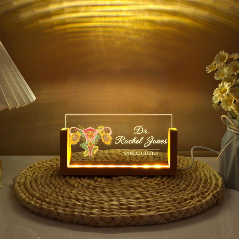 OBGYN Desk Sign, Doctor Name Sign, OB GYN Gift, Medical Desk Name Night Light, Custom Gynecologist Women s Health Gift, Clinic Office Sign