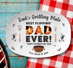 Personalized Dad Grilling Plate, Custom BBQ Platter, Fathers Day Gift, Grill Plate Gift From Kids, Papa Gift, Daddy 2025, Grandpa Plate