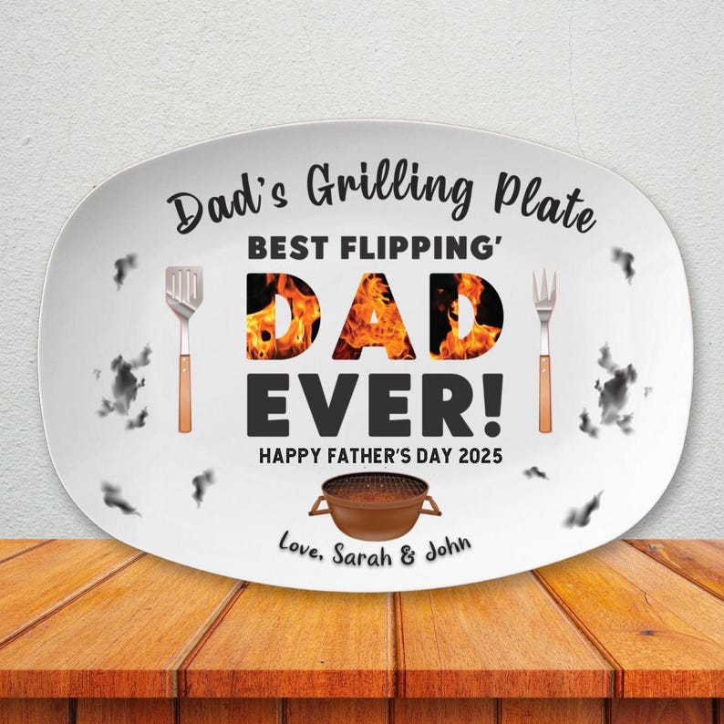Personalized Dad Grilling Plate, Custom BBQ Platter, Fathers Day Gift, Grill Plate Gift From Kids, Papa Gift, Daddy 2025, Grandpa Plate