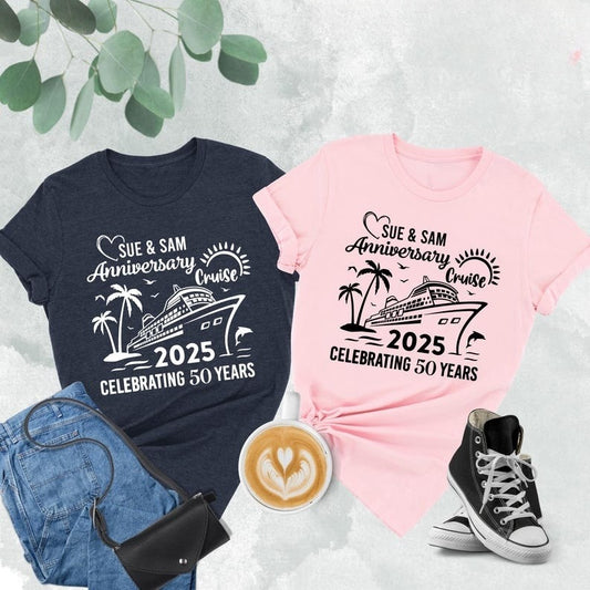 Personalized Anniversary Cruise Shirts, Anniversary Cruise Shirts, Cruise Couple Shirts, Cruising 2025, Personalized Couple, Couple Cruise