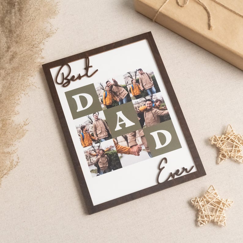 Best Dad Ever Custom Photo Frame, Personalized Wooden Father's Day Gift from Kids