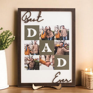 Best Dad Ever Custom Photo Frame, Personalized Wooden Father's Day Gift from Kids