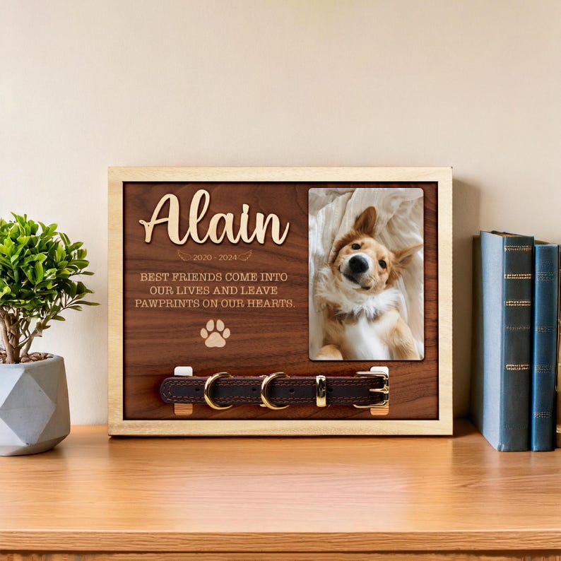 Memorial Pet Collar Holder Sign, Dog Memorial Frame With Collar Holder, Dog Memorial Gifts, Pet Loss Gifts,Pet Sympathy Gift, Pet Loss Gift