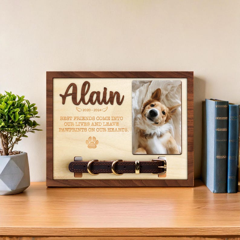 Memorial Pet Collar Holder Sign, Dog Memorial Frame With Collar Holder, Dog Memorial Gifts, Pet Loss Gifts,Pet Sympathy Gift, Pet Loss Gift