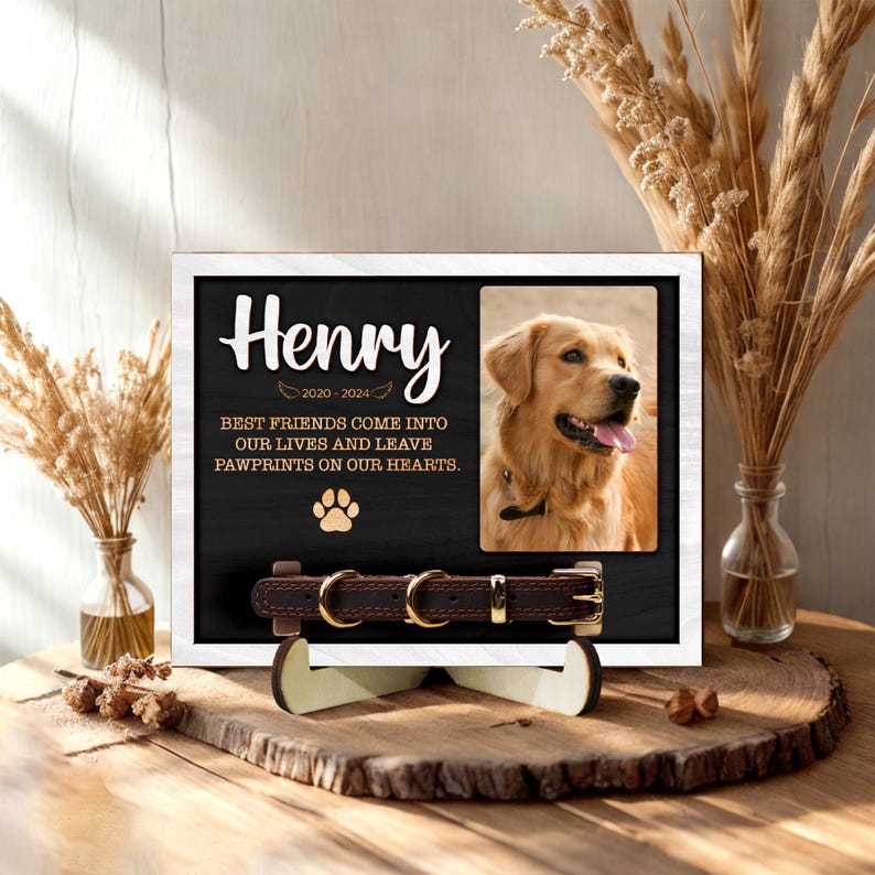 Memorial Pet Collar Holder Sign, Dog Memorial Frame With Collar Holder, Dog Memorial Gifts, Pet Loss Gifts,Pet Sympathy Gift, Pet Loss Gift