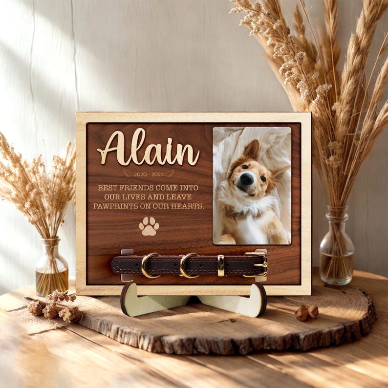 Memorial Pet Collar Holder Sign, Dog Memorial Frame With Collar Holder, Dog Memorial Gifts, Pet Loss Gifts,Pet Sympathy Gift, Pet Loss Gift
