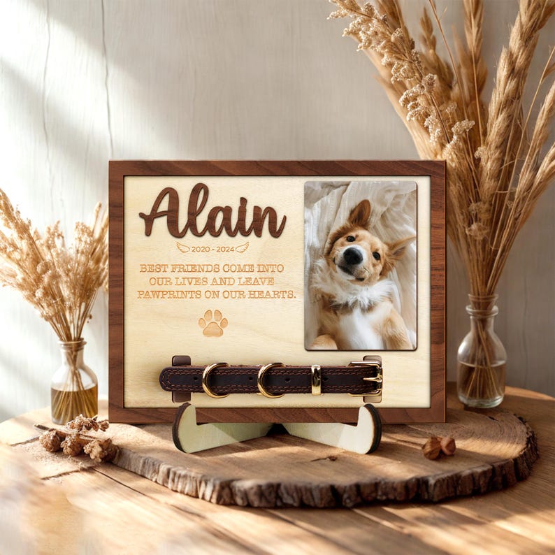 Memorial Pet Collar Holder Sign, Dog Memorial Frame With Collar Holder, Dog Memorial Gifts, Pet Loss Gifts,Pet Sympathy Gift, Pet Loss Gift