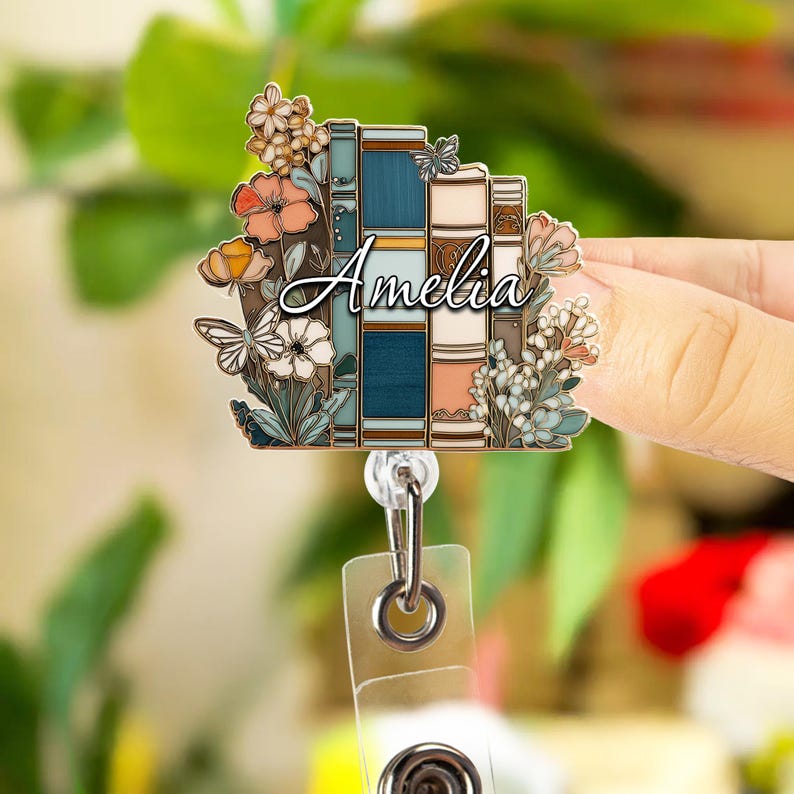 Custom Books Badge Reel, Teacher Name Badge Reel, Book Lover Gift, Teacher Appreciation, Gift for Teacher, Nurse Badge Reel, Bookish Gift