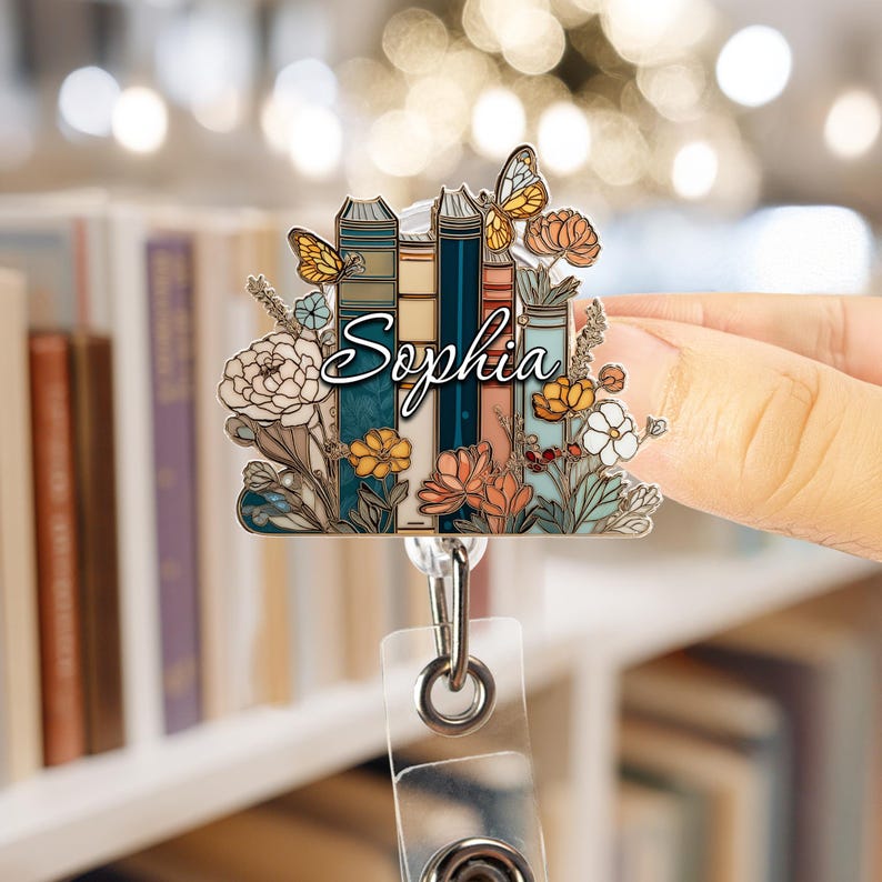 Custom Books Badge Reel, Teacher Name Badge Reel, Book Lover Gift, Teacher Appreciation, Gift for Teacher, Nurse Badge Reel, Bookish Gift