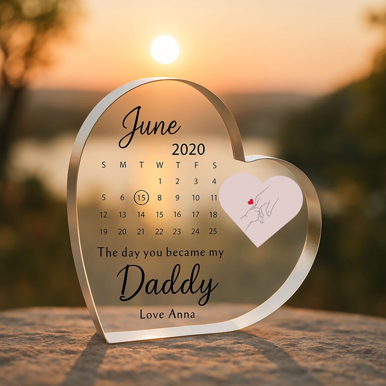 The Day You Became My Daddy Keepsake Gift New Dad Gift from Daughter/Son, First Father s Day, Baby Birth Date Acrylic Plaque