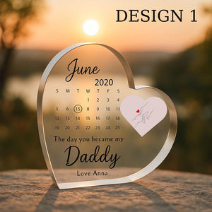 The Day You Became My Daddy Keepsake Gift New Dad Gift from Daughter/Son, First Father s Day, Baby Birth Date Acrylic Plaque