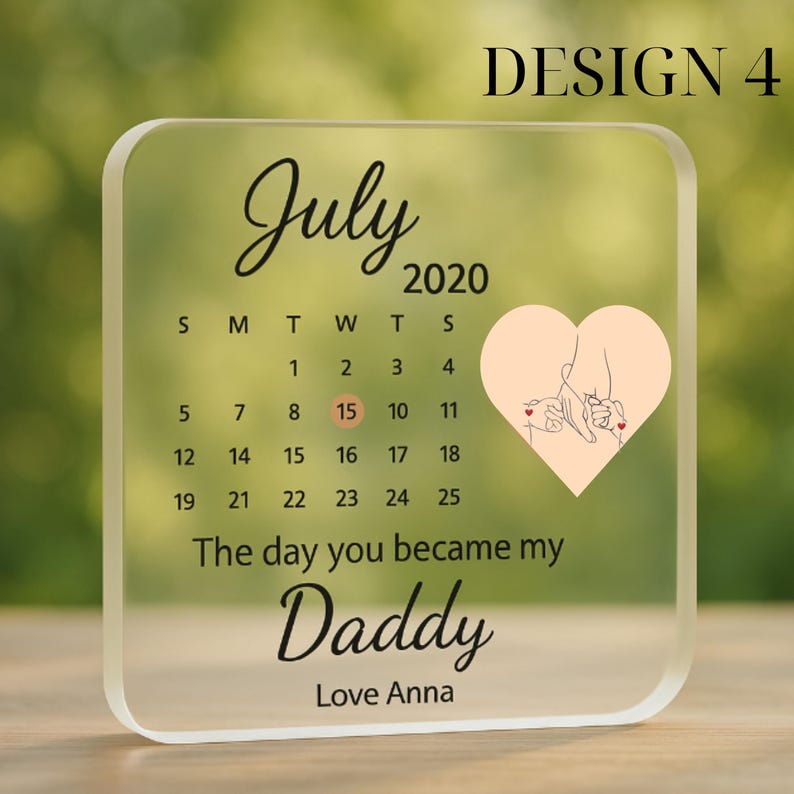 The Day You Became My Daddy Keepsake Gift New Dad Gift from Daughter/Son, First Father s Day, Baby Birth Date Acrylic Plaque