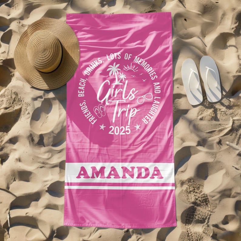 Custom Group Trip 2025 Beach Towels,Summer Vacation Gifts For Traveler,Beach Family Friends Girls Besties Sisters Trip,Pool Party,Vacay Mode