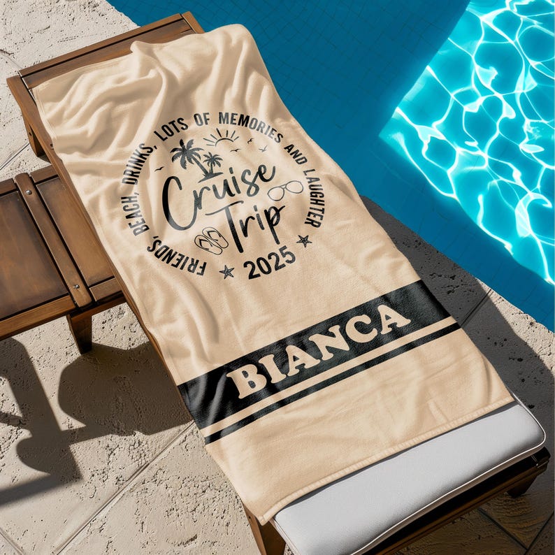 Custom Group Trip 2025 Beach Towels,Summer Vacation Gifts For Traveler,Beach Family Friends Girls Besties Sisters Trip,Pool Party,Vacay Mode
