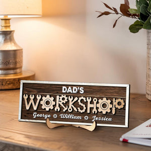 Father's Day Gifts From Kids, Workshop Sign, Custom Garage Sign, Dad Sign, Dad Wood Sign, Father's Day Sign, Sign With Kids Names