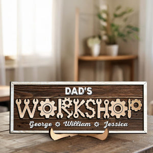 Father's Day Gifts From Kids, Workshop Sign, Custom Garage Sign, Dad Sign, Dad Wood Sign, Father's Day Sign, Sign With Kids Names