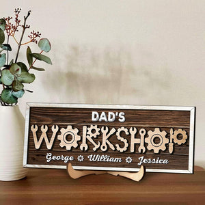 Father's Day Gifts From Kids, Workshop Sign, Custom Garage Sign, Dad Sign, Dad Wood Sign, Father's Day Sign, Sign With Kids Names