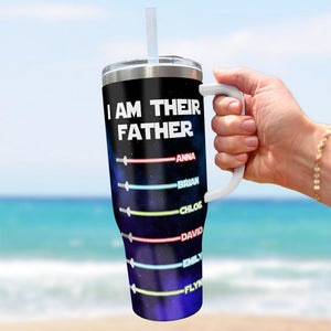Custom Best Daddy in the Galaxy Tumbler 40oz with Lid, I Am Their Father Tumbler Cup Mug, Personalized Dad Tumbler, Fathers Day Gift for Dad