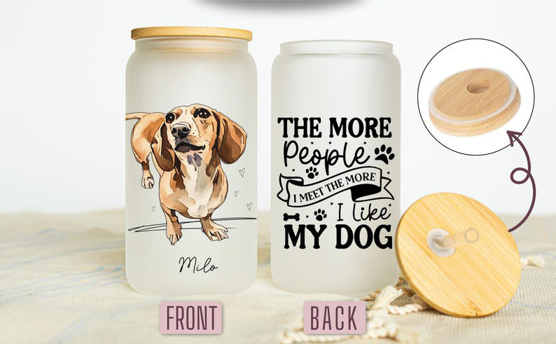Custom Dog Cup, Custom Dog Photo Glass Cup Gifts for Dog Mama Personalized Fur Mama Dog Lover Gift Dog Photo Glass Can Pet Lovers Cups