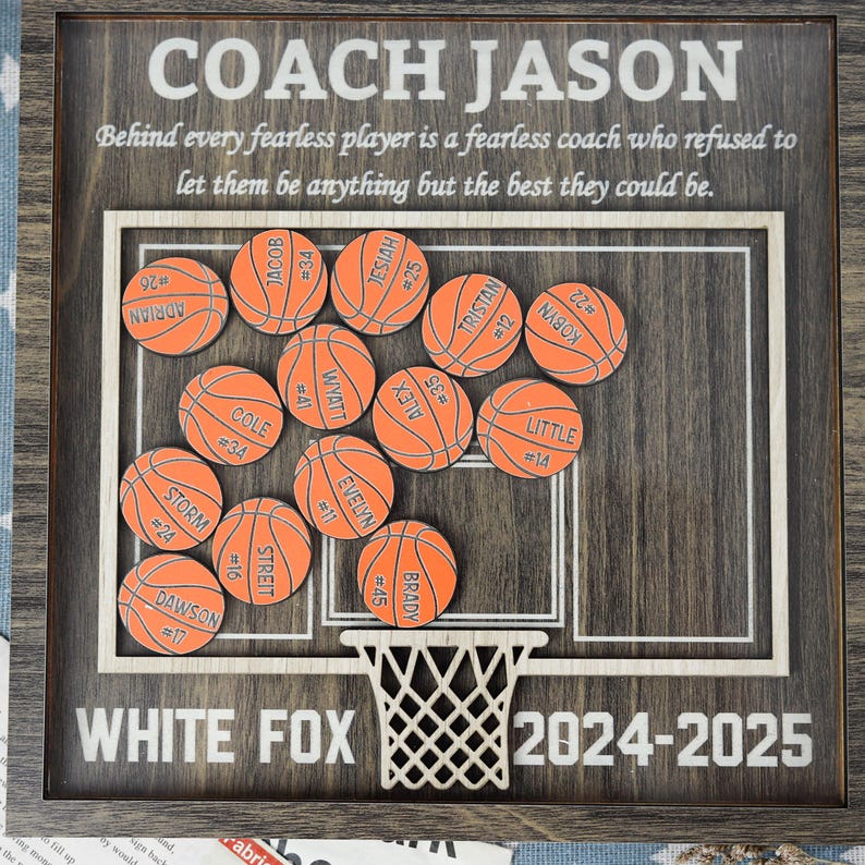 Personalized Basketball Shaker Wood Sign Gift for Coach, Thank You End of Season Coach Gifts, Appreciation Manager Gift from Basketball Team