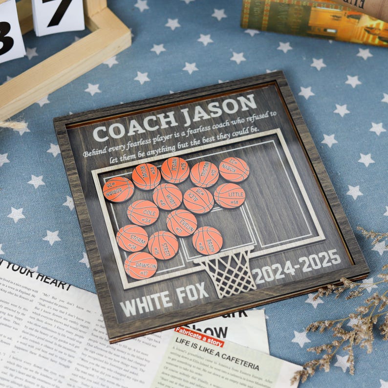Personalized Basketball Shaker Wood Sign Gift for Coach, Thank You End of Season Coach Gifts, Appreciation Manager Gift from Basketball Team