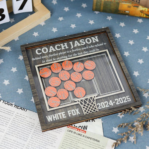 Personalized Basketball Shaker Wood Sign Gift for Coach, Thank You End of Season Coach Gifts, Appreciation Manager Gift from Basketball Team